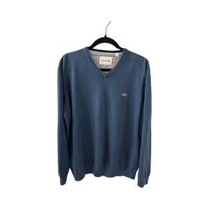 Lacoste Blue V-Neck Sweater Classic Knit
